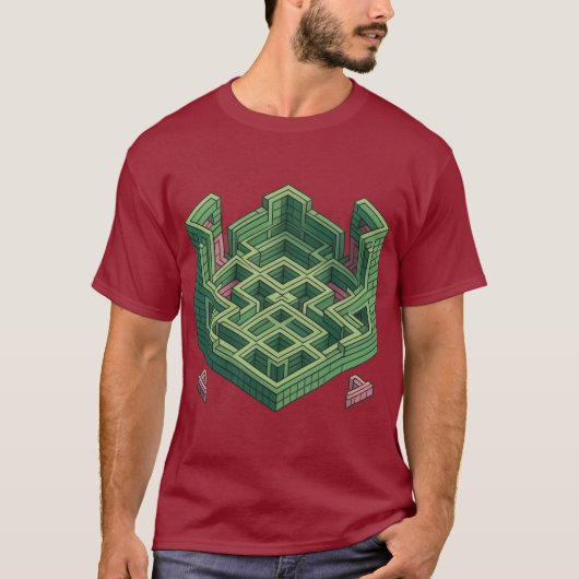 Escher's Maze: ingewikkelde geometrische puzzel T-shirt (Voorkant)