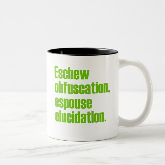 Eschew Obfuscation Coffee Mugs Tweekleurige Koffiemok (Rechts)