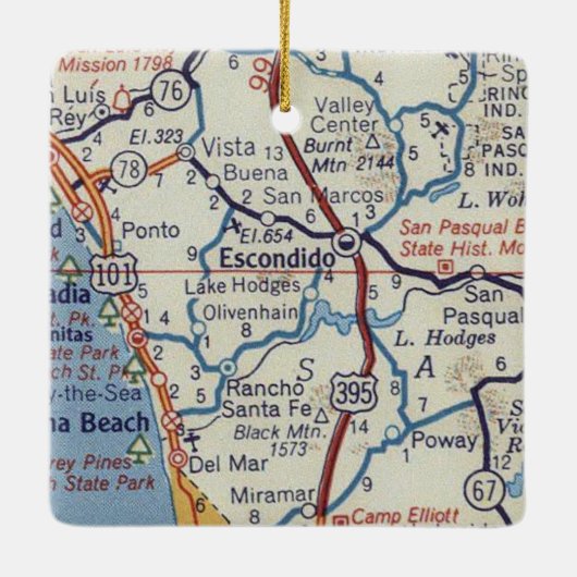 Escondido CA  Map Keramisch Ornament (Achterkant)