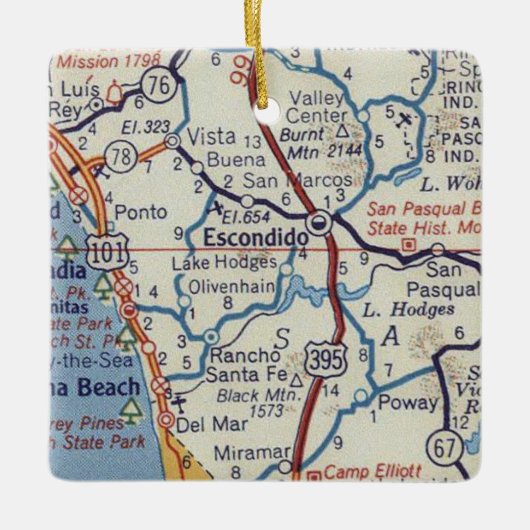 Escondido CA  Map Keramisch Ornament (Voorkant)
