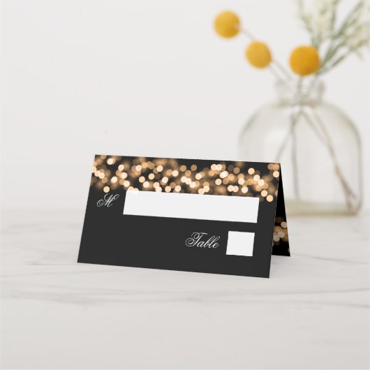 Escort Kaart Bruiloft Goud Hollywood Glam Plaatskaartje (Voorkant)
