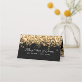 Escort Kaart Elegante Bruiloft Gouden Lichten Plaatskaartje (Achterkant)