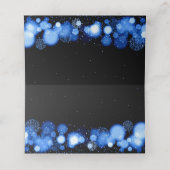 Escort Kaart Elegante Winter Wedding Blue Lights Plaatskaartje (Binnenkant ongevouwen)