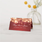 Escort Kaart Holiday Wedding Sparkling Lights Gold Plaatskaartje (Achterkant)