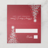 Escort Kaart Kerstbruiloft Zilver Rood Plaatskaartje (Buitenkant ongevouwen)