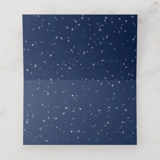 Escort Kaart Trouwen Winter Sparkle Navy Blauw Plaatskaartje (Binnenkant ongevouwen)