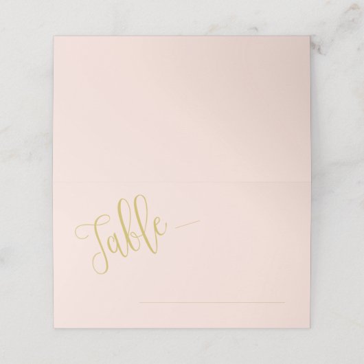 Escort Place Card | Blush & Gold Kalligrafie Plaatskaartje (Buitenkant ongevouwen)