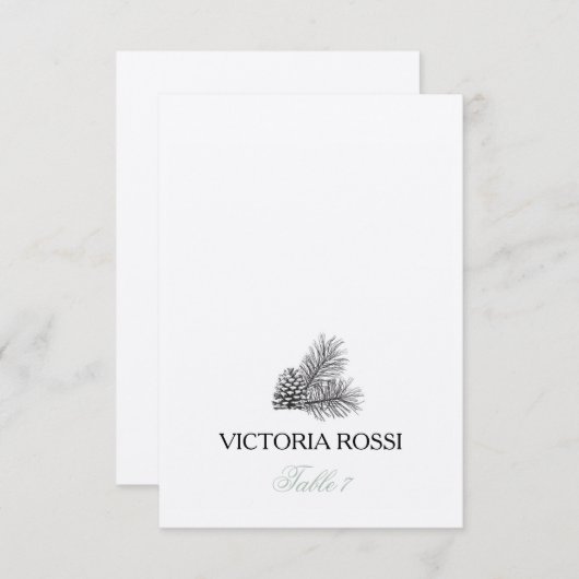 Escort Place Card | Rustieke Dennenboom Set Kaart (Voorkant / Achterkant)