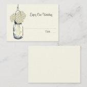 Escort Zitplaatsen Kaart Hydrangea & Mason Jar Plaatskaartje (Voorkant / Achterkant)