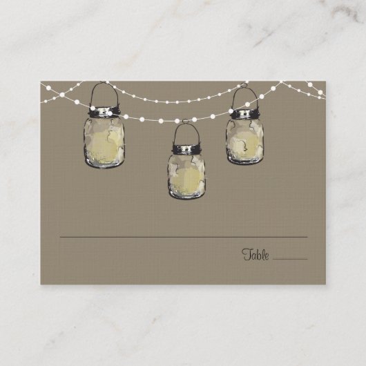 Escort Zitplaatsen Kaart Mason Jar String of Light Plaatskaartje (Voorkant)