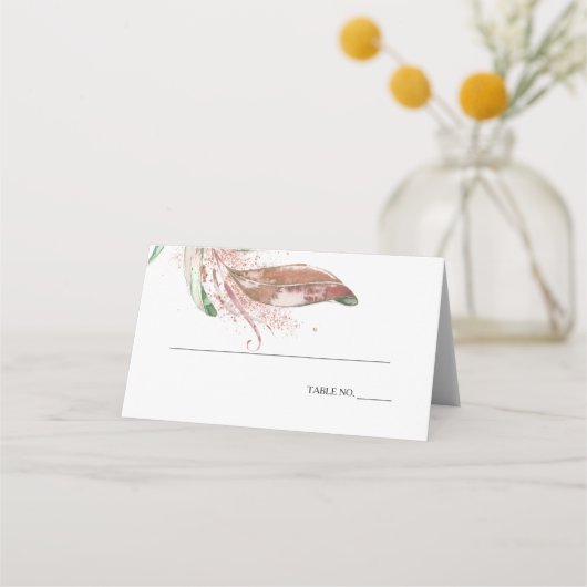 ESCORTE KAART | Waterverf van pastelkleurig geblad Plaatskaartje (Voorkant)