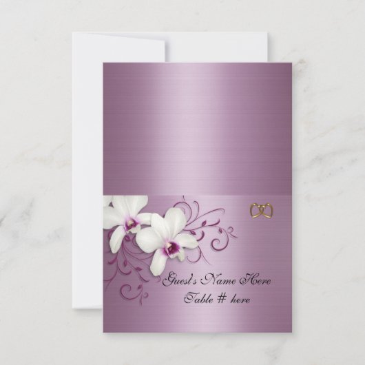 Escortkaarten Witte orchideeën lavendel satijn Kaart (Voorkant)