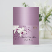 Escortkaarten Witte orchideeën lavendel satijn Kaart (Staand voorkant)