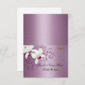 Escortkaarten Witte orchideeën lavendel satijn Kaart (Voorkant / Achterkant)
