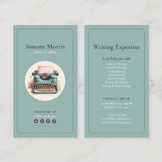 escritora máquina de escribir vintage retro verde visitekaartje