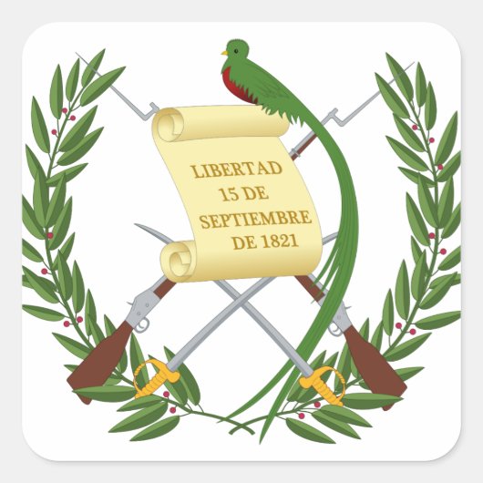 Escudo de armas de Guatemala - Wapen van de Armas Vierkante Sticker (Voorkant)