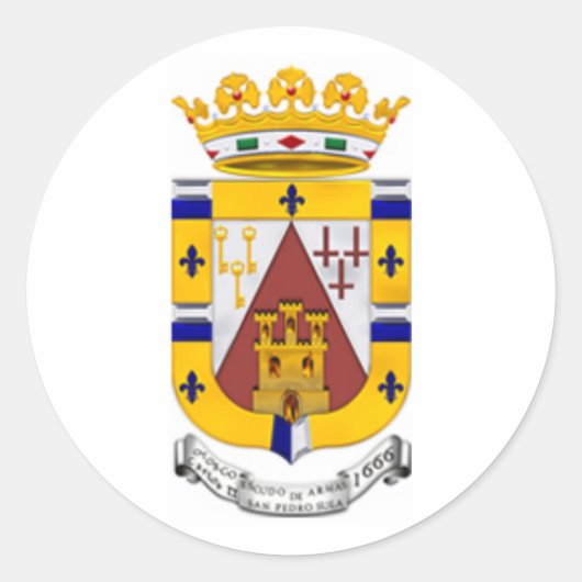 Escudo de San Pedro Sula, Honduras Ronde Sticker (Voorkant)
