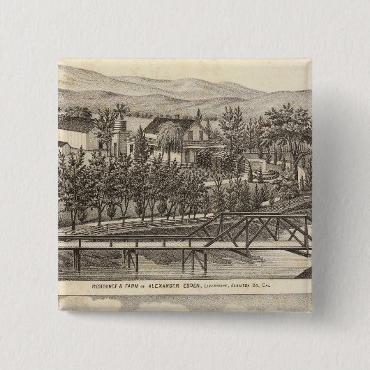 Esden, Clary-residenties Vierkante Button 5,1 Cm (Voorkant)