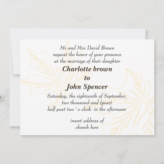 esdoorbladeren, uitnodiging voor herfstbruiloft (Achterkant)