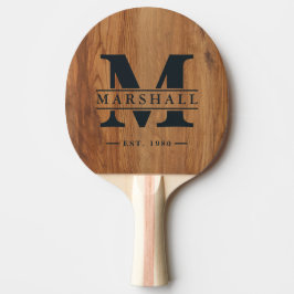 Esdoorhout Monogram & Naam Overlay Tafeltennisbatje