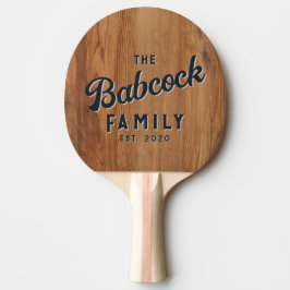 Esdoorhout Retro Familienaam & Jaar Tafeltennisbatje