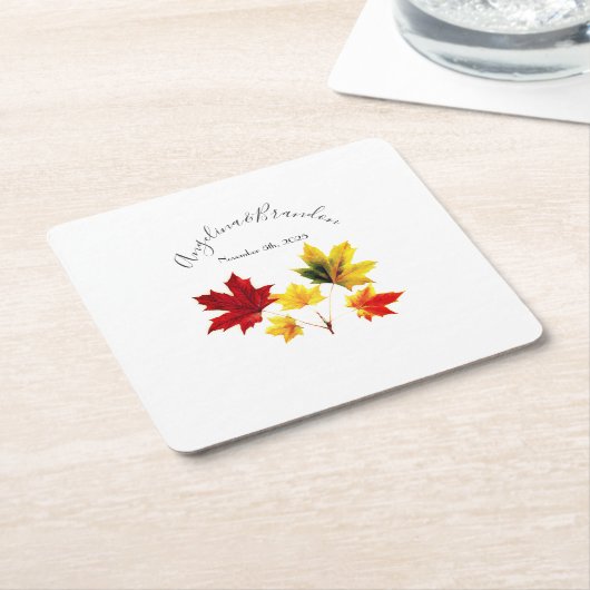 esdoorn bladeren -bruiloft kartonnen onderzetters (Schuin)