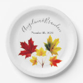 esdoorn bladeren -bruiloft papieren bordje (Voorkant)