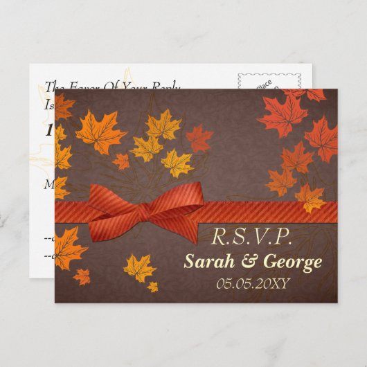 esdoorn bladeren bruiloft rsvp uitnodiging briefkaart (Voorkant / Achterkant)