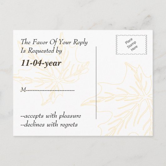 esdoorn bladeren bruiloft rsvp uitnodiging briefkaart (Achterkant)