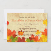  esdoorn bladeren herfstkleuren bruiloft kaart (Voorkant)
