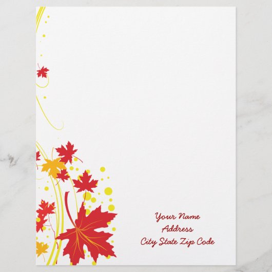Esdoorn bladeren in herfstkleuren aangepaste brief briefhoofd (Voorkant)