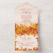 esdoorn bladeren Sinaasappel & terracotta herfstbr All In One Uitnodiging (Binnen)