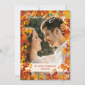 esdoorn bladeren Sinaasappel & terracotta herfstbr Bedankkaart (Voorkant)