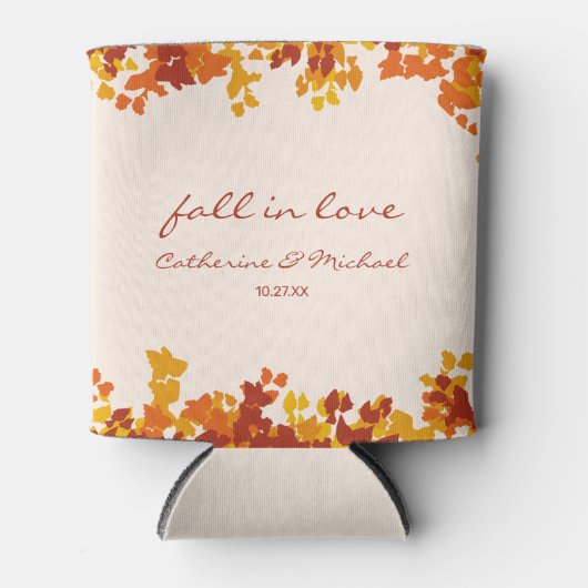 esdoorn bladeren Sinaasappel & terracotta herfstbr Blikjeskoeler (Voorkant)