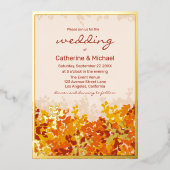 esdoorn bladeren Sinaasappel & terracotta herfstbr Folie Uitnodiging (Voorkant)