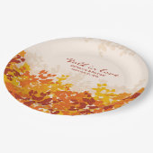 esdoorn bladeren Sinaasappel & terracotta herfstbr Papieren Bordje (Gekanteld)