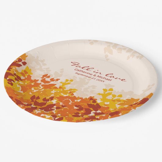 esdoorn bladeren Sinaasappel & terracotta herfstbr Papieren Bordje (Gekanteld)