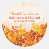 esdoorn bladeren Sinaasappel & terracotta herfstbr Ronde Sticker (Voorkant)