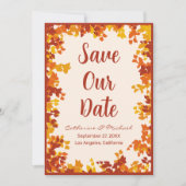 esdoorn bladeren Sinaasappel & terracotta herfstbr Save The Date (Voorkant)