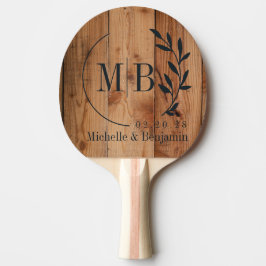 Esdoorn grof gesneden blad trouw monogram tafeltennisbatje