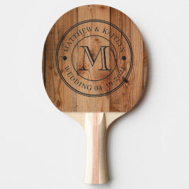 Esdoorn grof gesneden huwelijksmonogram tafeltennisbatje