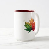 Esdoorn Herfst blad groot Tweekleurige Koffiemok (Voorkant rechts)
