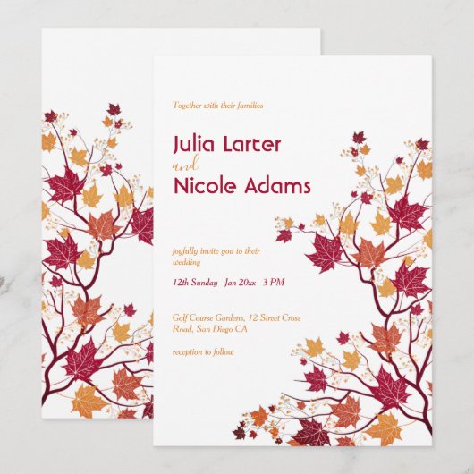 esdoorn Herfst gedroogde bloemknoppen bladeren bru Kaart (Voorkant / Achterkant)