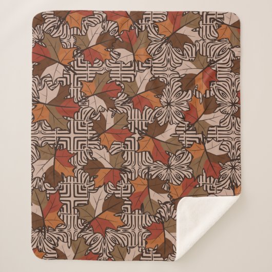 Esdoorn laat vier-vinger bloempatroon sherpa deken (Voorkant)