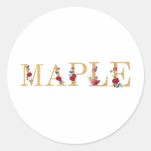 Esdoorn Ronde Sticker (Voorkant)