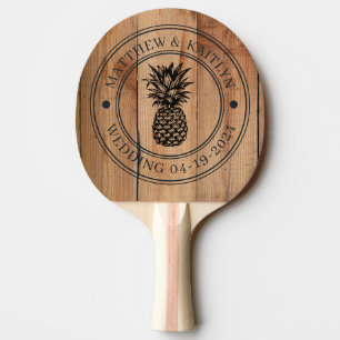 Esdoorn ruw gesneden ananas bruiloftskam & namen tafeltennisbatje