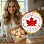 Esdoorn Snoep Koperen Rand Rode Suiker Esdoornblad Ronde Sticker