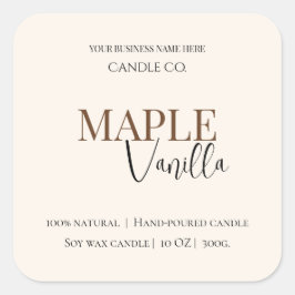Esdoorn Vanille | Elegant Herfst Soja Kaarslabel Vierkante Sticker