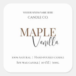 Esdoorn Vanille | Elegant Herfst Soja Kaarslabel Vierkante Sticker