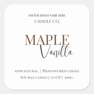 Esdoorn Vanille Elegant Herfst Soja Kaarslabel Vierkante Sticker